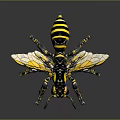 Realistic Mechanical Bee With Yellow Black Stripes And Metallic Wings Design