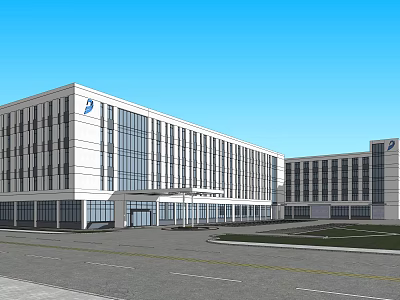 Modern Multi Storey Office Building With Large Glass Windows And Sleek Exterior 3d model