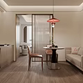 Modern Hotel Guest Room With Wooden Accent Wall Orange Armchair Ottoman Window Curtains And Bed