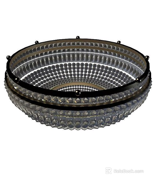 Tech Exhibition Hall Contemporary Lighting Installation With Multi Layer Transparent Beads And Black Frame 3d model 