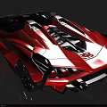 Red Convertible Sports Car With Modern Sharp Angular Lines And Black Wheels