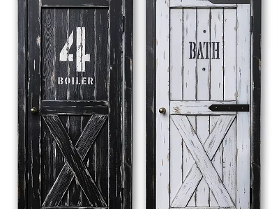 Shower Sauna Bathroom Design With Bath And Boiler Door Signs And Wooden Cross Doors 3d model