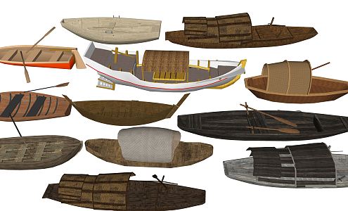 new chinese-style boat wooden boat fishing boat merchant ship 3d model