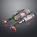 Futuristic Spaceship 3D Model With Mechanical Engines Red Thrusters And Streamlined Detailed Structure 3d model