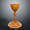 Elegant Golden Home Decor Chalice With Intricate Carved Patterns And Octagonal Base