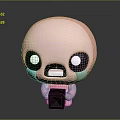 3D Pink Cute Cartoon Game Movie Character With Big Teary Eyes Holding Black Item
