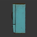 Vintage Turquoise Refrigerator Freezer with Double Door and Drawer Worn Design