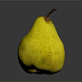 Fresh Ripe Yellow Pear With Brown Spots And Stem On Dark Background