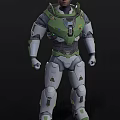 Futuristic Green and Gray Mech Suit Design for Game Movie Character with Tech Details