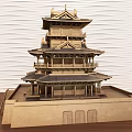 Chinese-style ornaments sutra depository sand table 3d model