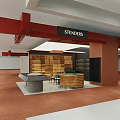 STENDERS Modern Retail Counter Interior Design With Red Signage And Display Shelves