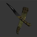 Decorative Traditional Knife With Intricate Engraved Sheath And Golden Accents
