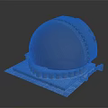 Cartoon Scene Showcasing Red Brick Dome Building With Decorative Base And Layered Platform