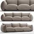 Modern Plush Three Seater Sofa With Soft Cushions And Comfortable Upholstered Design 3d model