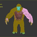3D Rendered Standing Gorilla with Brown Fur and Chest Markings on Gray Background