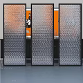 Modern Folding Doors With Black Frame And Geometric Pattern For Interior Design 3d model