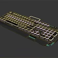 Modern Full Size Keyboard Featuring Circular Keys And Sleek Metal Frame Design 3d model