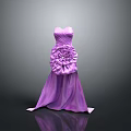 Elegant Purple Formal Dress With Large Flower Decoration And Flowy Skirt