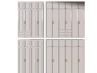 Sleek Modern Light Colored Wardrobe Designs With Metal Handles And Drawers 3d model