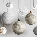 Modern Moon Themed Pendant Lights With Lunar Surface Design Neutral Tones And Crescent Accents