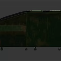 Green Industrial Storage Container With Rusty Exterior And Metal Roof On Wheels