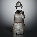 Historical Ancient Medieval Metal Body Armor With Helmet And Leather Belt