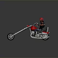 Classic Red Chopper Motorcycle With Red Helmet Rider Riding