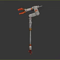 Game Movie Character's Silver Red Orange Mechanical Weapon with Slender Jointed Structure