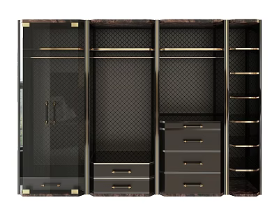 Modern Dresser With Glass Doors Metal Frame Mesh Design And Storage Drawers 3d model