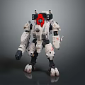 White And Red Sci Fi Mech Robot Gaming Movie Character With Mechanical Armor