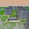 Aerial View Planning of Modern Residential Complex With Green Landscaped Areas and Central Community Buildings