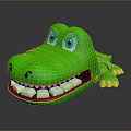 Green Crocodile Toy Character With Open Mouth White Teeth Blue Eyes And Yellow Claws