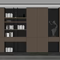 Modern Bookcase Interior Design With Shelves Books And Decorative Sculptures