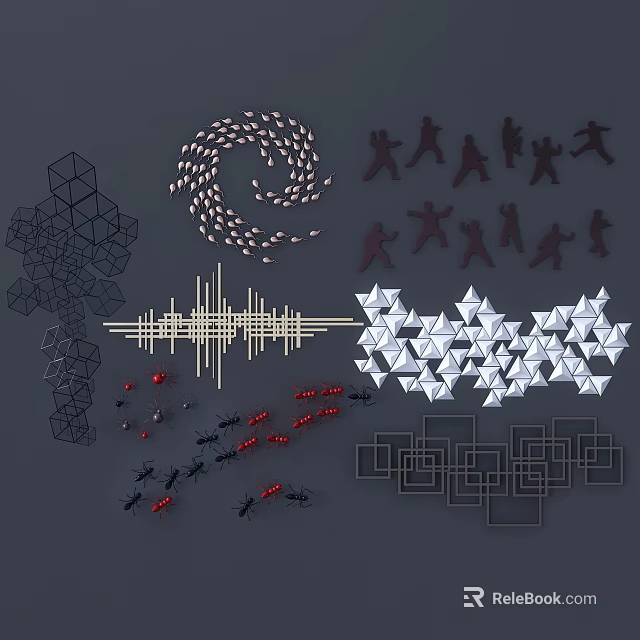 Modern Geometric Wall Decor With Abstract Patterns And 3D Design Elements 3d model