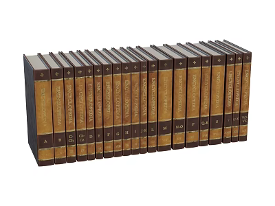 Row of Books with Brown and Gold Covers and Spines Featuring Numbers and Letters 3d model