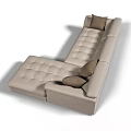 Light Gray L Shaped Sectional Sofa With Brown Cushions Modern Design 3d model
