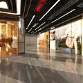 Modern Department Store Corridor With Dior Display Windows Brand Posters Marble Floor And Lighting Design