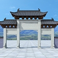 Chinese-style archway gate entrance 3d model