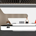 Front desk of lobby reception hall 3d model