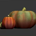 Large Orange Green Striped Small Green White Medium Orange Red Pumpkins On Dark Reflective Surface