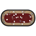 Wooden Poker Table With Red Felt Surface Dice Playing Cards And Chips