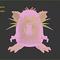 Cute Cartoon Hamster Character With Open Mouth Long Whiskers And Orange Ears