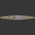 Detailed Warship Water Vehicle with Multiple Cannons and Intricate Deck Structures Design