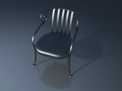 Modern Metal Frame Chair With Black Seat Armrests And Grey Background 3d model