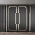Elegant Modern Interior Design Featuring Black Double Doors With Gold Accents 3d model