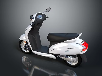 Modern White Scooter Featuring Black Seat Shiny Surface and Red Taillight 3d model