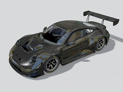 Black Sports Car With Sleek Aerodynamic Body Large Rear Wing And Alloy Wheels 3d model