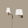 Modern Wall Lamps With White Fabric Lampshades Metal Arms Warm Lighting