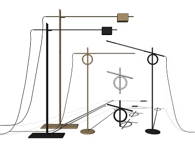 Modern Multiple Floor Lamps With Metal Structures And Various Design Elements 3d model