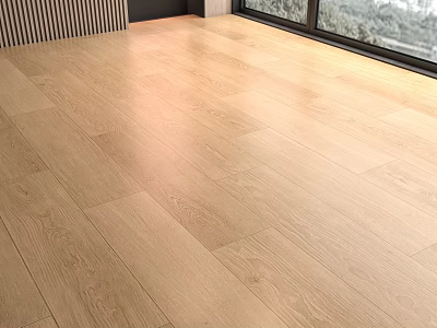 Elegant Light Wood Flooring With Natural Grain In Bright Modern Interior 3d model